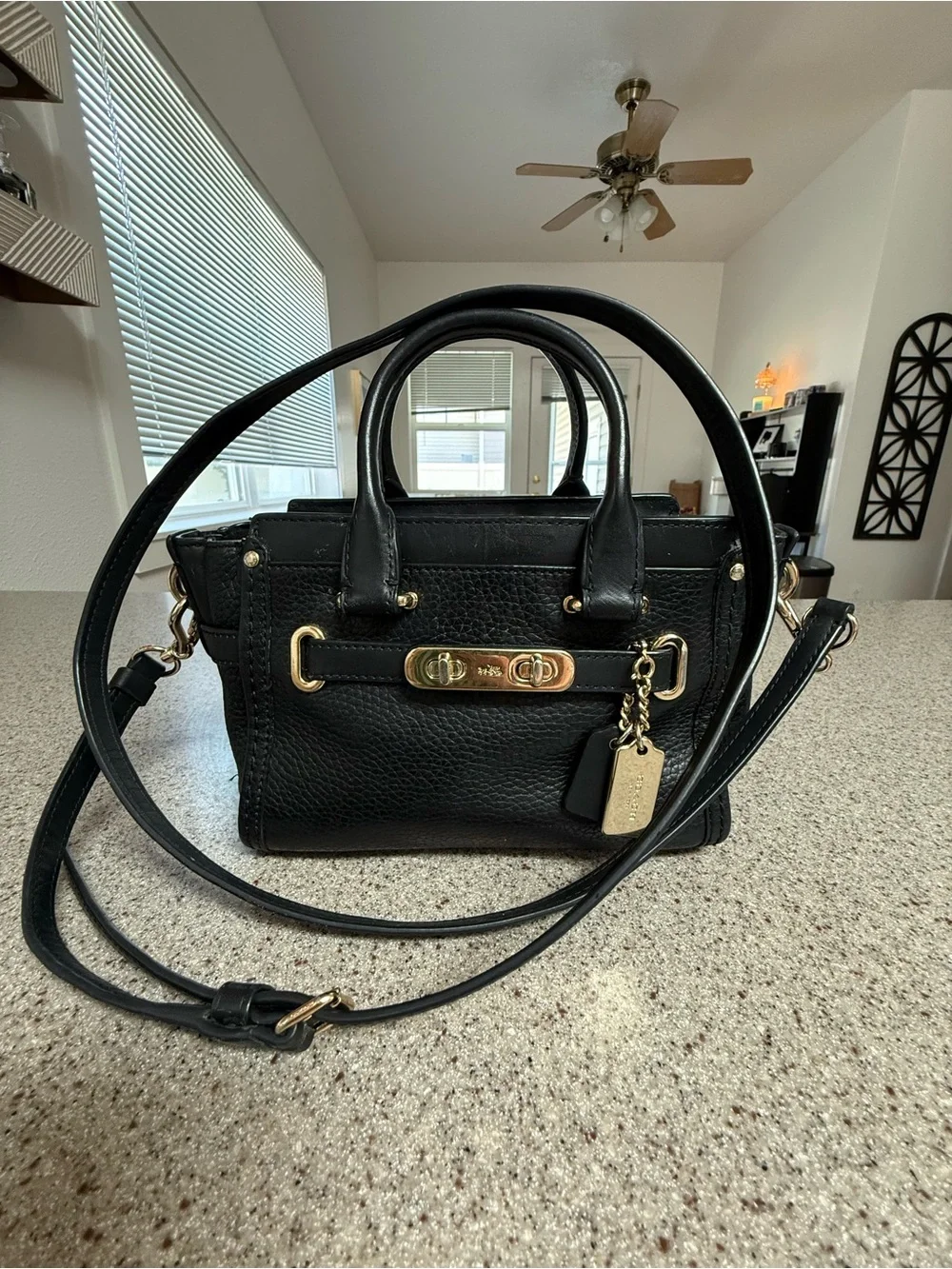 Coach Swagger 20 Pebble Leather Double Turnlock Purse